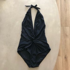 KARLA COLLETTO basic plunge halter one piece black